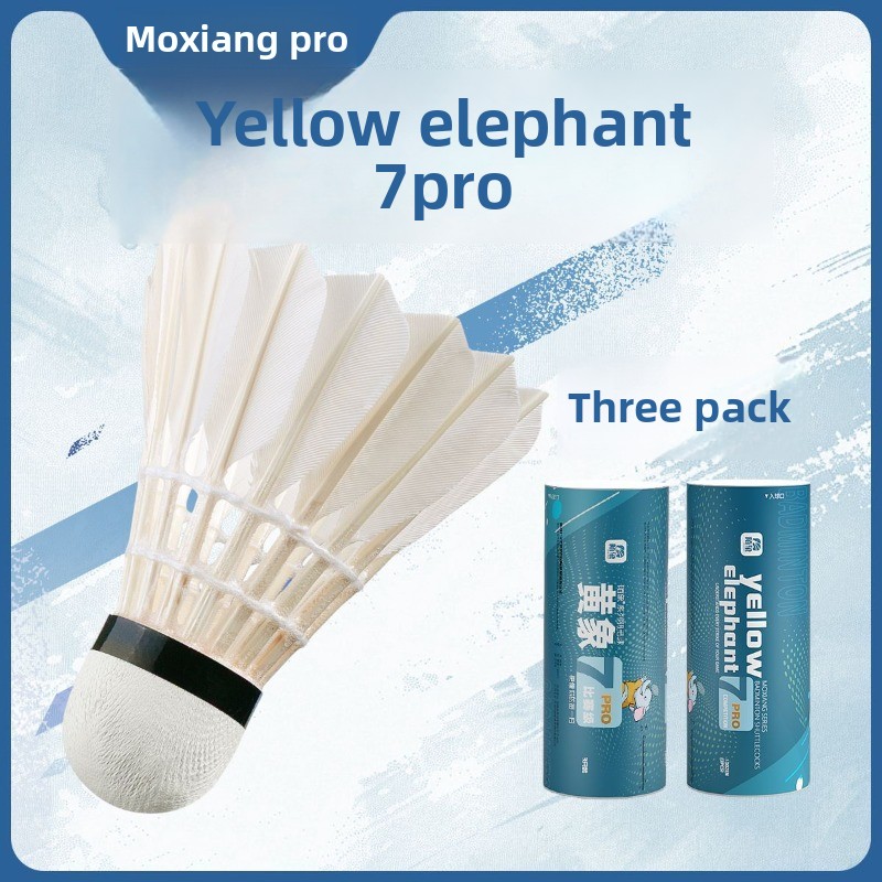 Feather Shuttlecock - MOXIANG Yellow Elephant No.7 PRO 3er-Pack