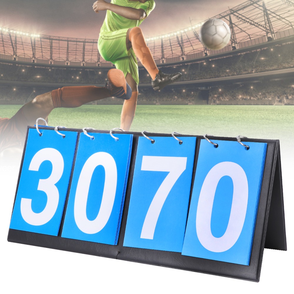 Scoreboard Digital - Tragbares blaues 4-stelliges Anzeigetafel-Flip-Design, Zahlen-Flip-Chart, Sport-Zähler,