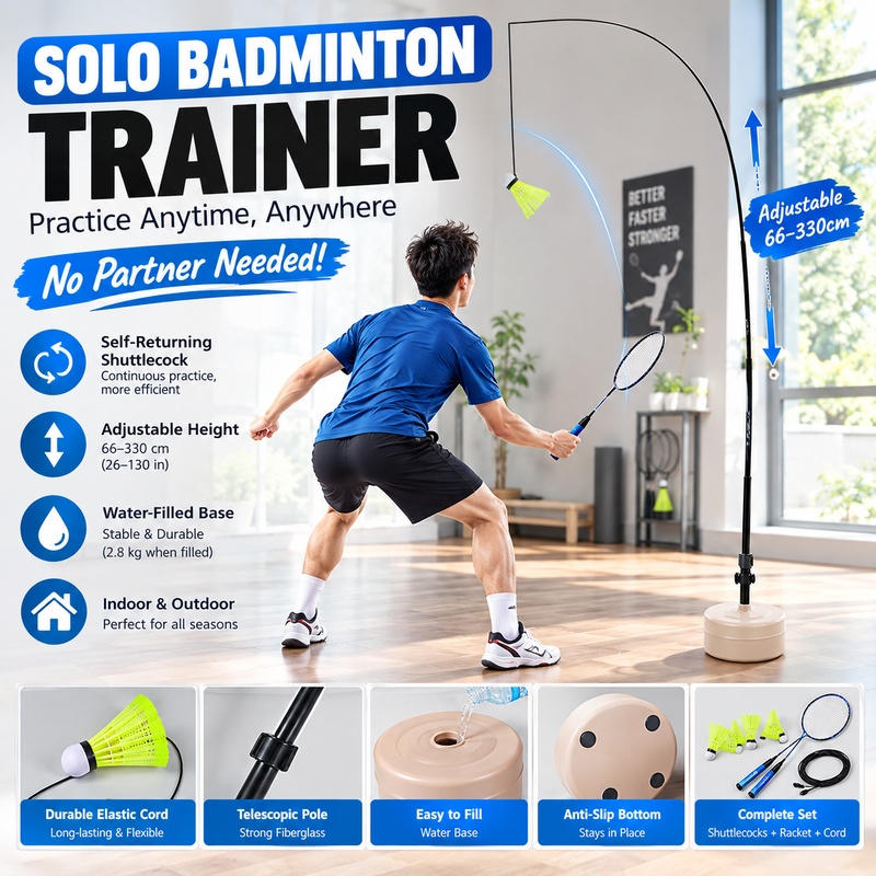 Solo-Badminton-Trainer mit Sel – Badminton Shuttlecock Bewertung und Preis